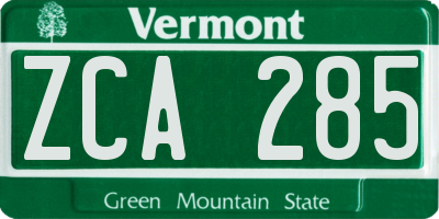 VT license plate ZCA285