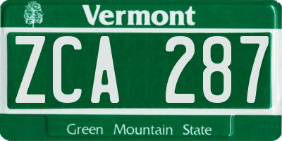 VT license plate ZCA287