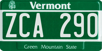 VT license plate ZCA290