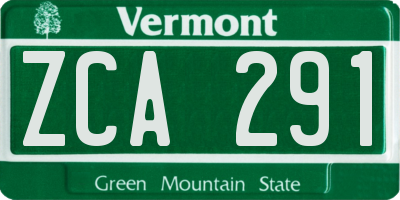 VT license plate ZCA291