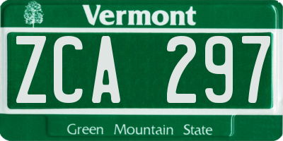 VT license plate ZCA297