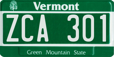 VT license plate ZCA301