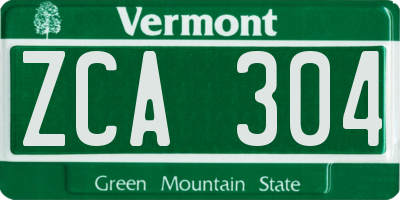 VT license plate ZCA304