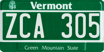 VT license plate ZCA305