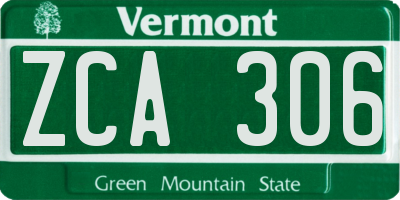 VT license plate ZCA306