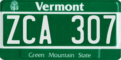VT license plate ZCA307