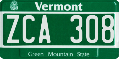 VT license plate ZCA308