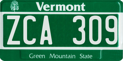 VT license plate ZCA309