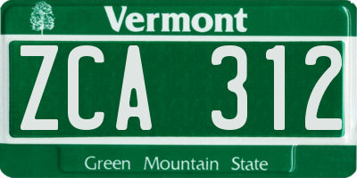VT license plate ZCA312
