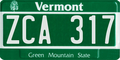 VT license plate ZCA317