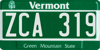 VT license plate ZCA319