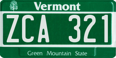 VT license plate ZCA321