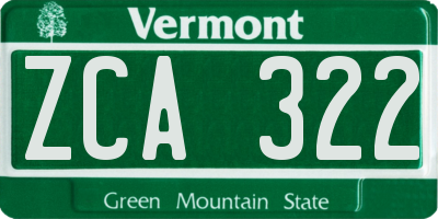 VT license plate ZCA322
