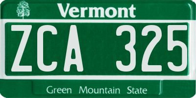 VT license plate ZCA325