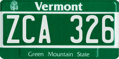 VT license plate ZCA326