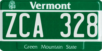 VT license plate ZCA328