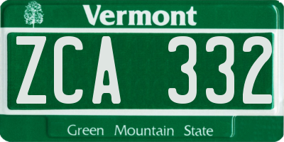 VT license plate ZCA332