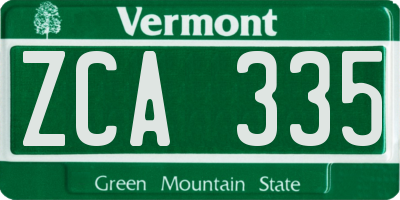VT license plate ZCA335
