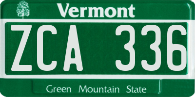 VT license plate ZCA336
