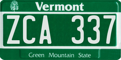 VT license plate ZCA337