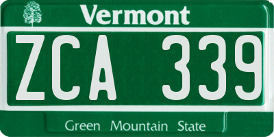 VT license plate ZCA339