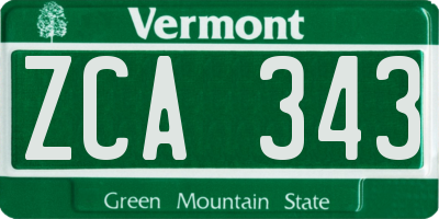 VT license plate ZCA343