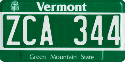 VT license plate ZCA344