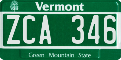 VT license plate ZCA346
