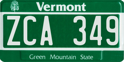VT license plate ZCA349