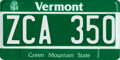 VT license plate ZCA350