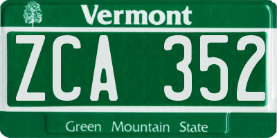 VT license plate ZCA352