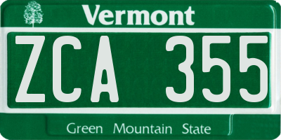 VT license plate ZCA355