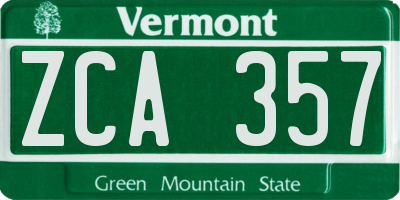 VT license plate ZCA357