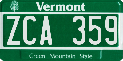VT license plate ZCA359