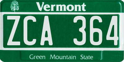VT license plate ZCA364