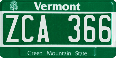 VT license plate ZCA366