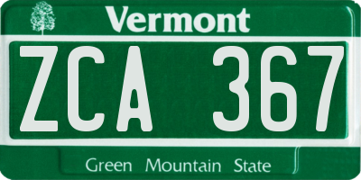 VT license plate ZCA367