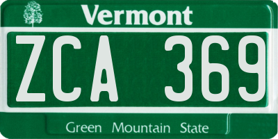 VT license plate ZCA369