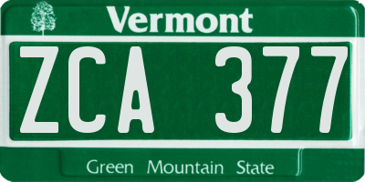 VT license plate ZCA377