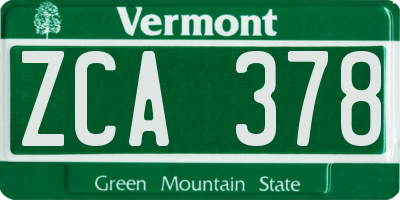 VT license plate ZCA378