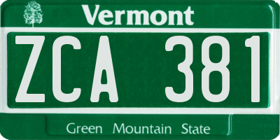 VT license plate ZCA381