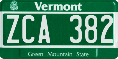 VT license plate ZCA382