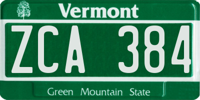 VT license plate ZCA384