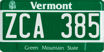 VT license plate ZCA385