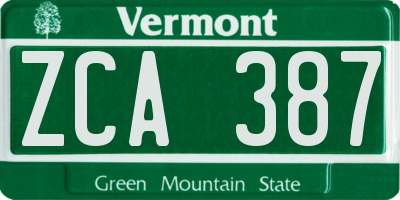 VT license plate ZCA387
