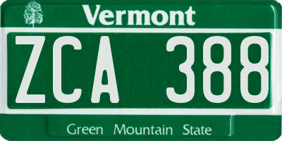 VT license plate ZCA388