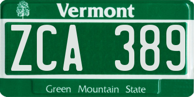 VT license plate ZCA389