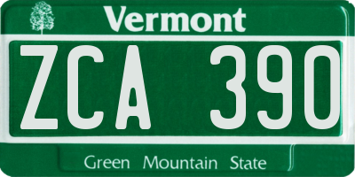 VT license plate ZCA390