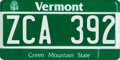 VT license plate ZCA392