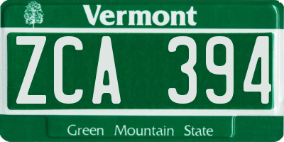 VT license plate ZCA394